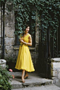 Courtyard Desses Yellow Chiffon. 