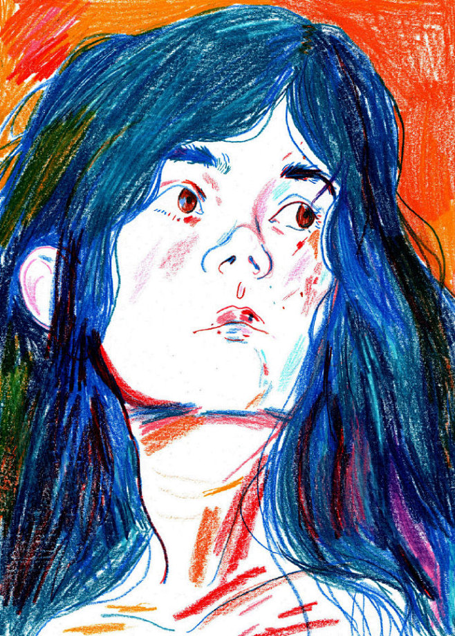 画家hannahlock笔下浓郁的高饱和配色人物绘画人物的情绪刻画的非常生