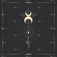 传统,东亚,夜晚,太空,矢量,灵性,月亮,太阳,数码图形,美