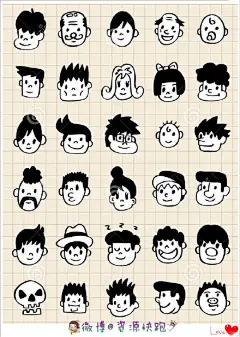 【手绘手帐漫画素材】#资源分享# #手帐# #简笔画# 手绘脸系列