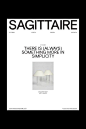 This may contain: the cover of sagitaire magazine with two lamps on each side of it