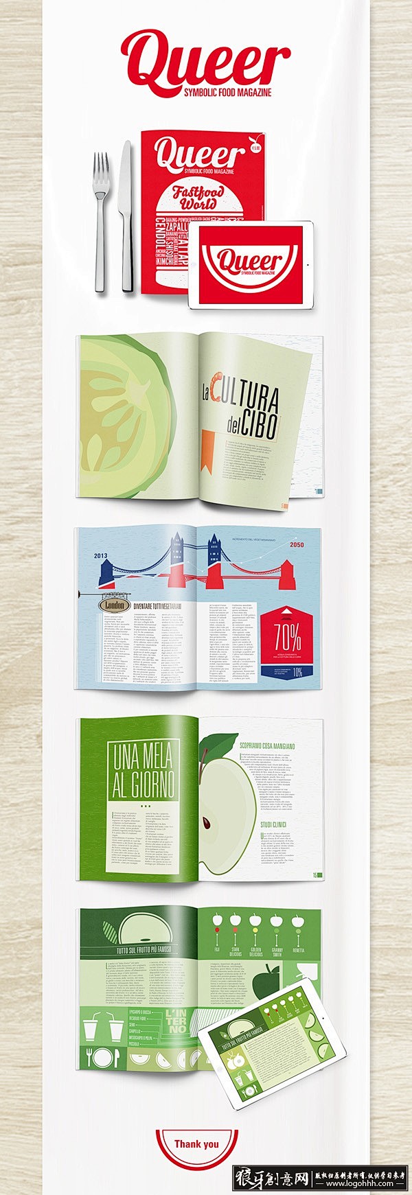[创意画册] 清新创意食物杂志封面设计作...