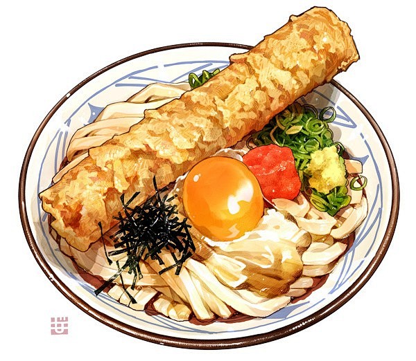 釜玉うどんwith竹輪天