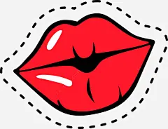 卡通大红色性感嘴唇免抠png素材_新图网ixintu.com