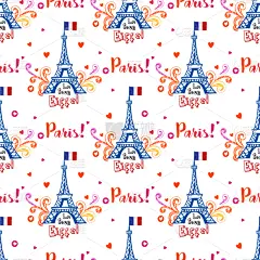 seamless pattern with eiffel tower and ornaments