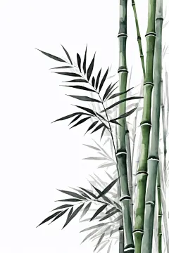 墨竹图中国风竹子竹林自然风景插画