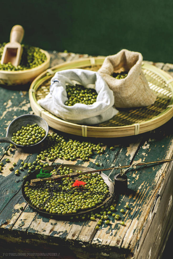 绿豆 绿色 传统 静物 胶片 健康 复古...