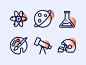 教育图标3类头盔足球望远镜艺术化学行星原子教育线图标矢量图标肖像图标