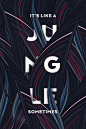 Amazing use of jungle leaves wrapping around text to portray what the actual word itself is expressing.