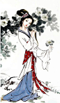  国画精品－金陵十二钗
【贾探春】一帆风雨路三千，把骨肉家园，齐来抛闪。恐哭损残年。告爹娘，休把儿悬念：自古穷通皆有定，离合岂无缘？从今分两地，各自保平安。奴去也，莫牵连