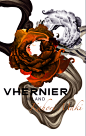 VHERNIER X Kahori Maki : drawing, window display, set design, nature. flower. flower drawing, wood, wood curving,