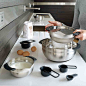 英国josephjoseph正品 创意厨房用品不锈钢厨具九件套装 量勺碗盆