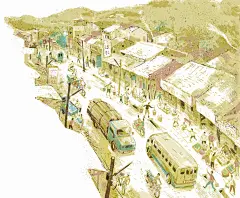 Ari，出發南迴！ 台東旅遊誌插畫－大武篇 : 這系列是台東旅遊誌的插畫－大武故事，其中除了介紹很多大武的人文風景，還有一些是描繪過去的影像，用插畫來呈現消失的神社與人來人往的榮景。