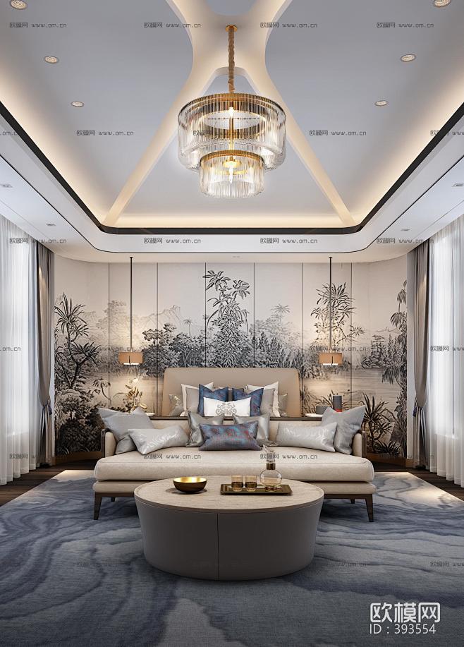 新中式古典主人房卧室3D模型