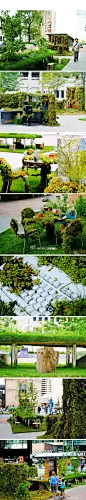 #设计欣赏# 【Natural Systems Domination自然领域】设计师在美国丹佛市的大街上设计了一系列桌子、小卧室和会议区域，它们的出现给“绿色”办公室的概念带来了全新的阐释。他们为办公空间带来了一丝清新的空气，为这个城市的商业区域带来了一丝朝气。 @設計物語LAI @求是设计会 @设计风潮