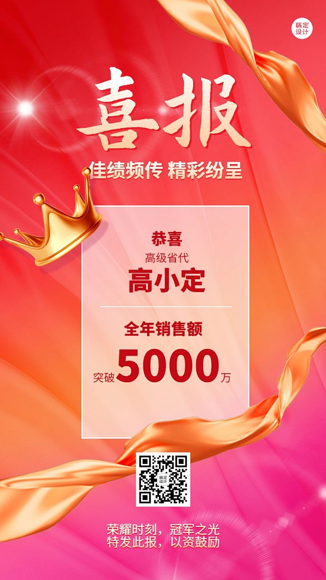 微商年终业绩表彰喜报奢华风手机海报