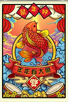 年年有大鱼2020鼠年海报