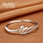 Mymiss925银镀铂金手镯女生 日韩版简约天鹅手镯生日礼品 天鹅湖