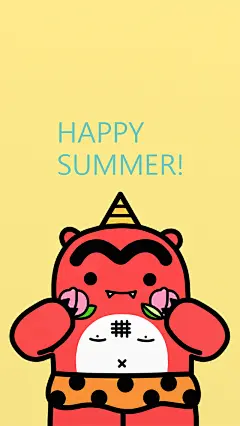 HAPPY SUMMER! @妖怪已己 手机壁纸三 水蜜桃 #Q版# #妖怪已己# #漫画# #美食# #泉州# #插画# #手机壁纸# #水蜜桃#