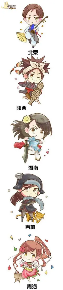每日精选0122： 中国各省份拟人画！: 最近最热的莫过于神秘魔法石上传的31张中国省份拟人化的插画，涵仔版大陆省份拟人画共31张，每个省份通过当地风土人情特点画出。 你是哪个省份的呀？你的家乡是萌娘还是正太？快来认领吧~ @捧腹网 详细内容