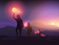 Exodus landscape character crowd illustration sunrise sundown fire night exodus bible