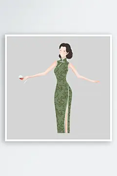 中国风手绘旗袍美女古典美女民国美女-众图网