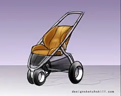 【新提醒】婴儿推车手绘设计方案 - 产品设计手绘 - 中国设计手绘技能网
