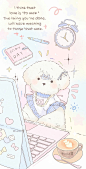 a drawing of a teddy bear sitting in front of a laptop