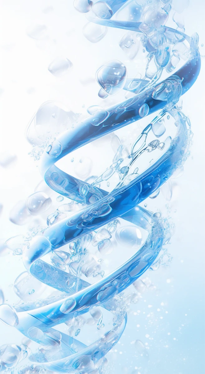 high quality image of liquid splashing water, strands of dna molecules ...