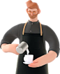 Waiter going to serve coffee  3D Illustration