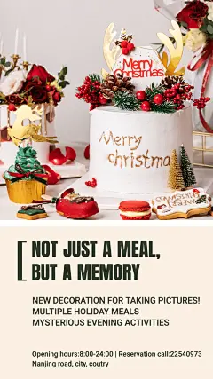 Simple Fresh Style Christmas Dessert Display Promotion Menu