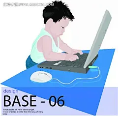 玩电脑的小孩卡通矢量人物插画AI|绘画设计|角色|卡通人物|卡通人物图片|漫画人物|人物插画|人物素材|人物图片|矢量人物|矢量图|手绘人物|水彩