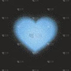 情人节贺卡与蓝色闪烁的心