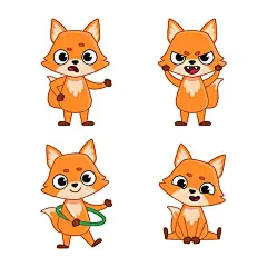 可爱的狼表情包矢量图设计素材