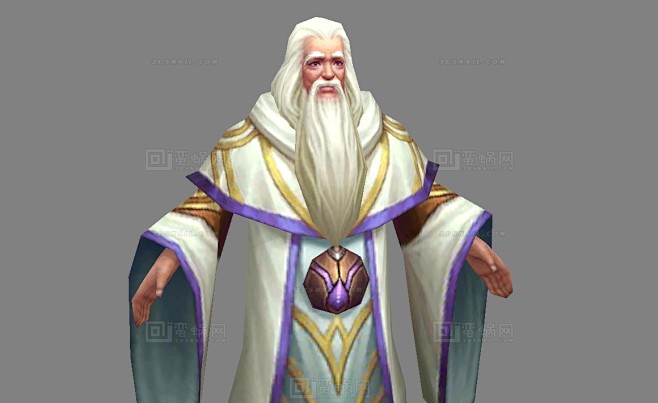 大法师 白袍巫师 白胡子老人 老爷爷 法袍 魔法书 - 综合模型 蛮蜗网