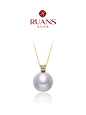 RUANS/阮仕18k金王妃天然海水单颗珍珠吊坠正圆强光akoya珍珠项链-tmall.com天猫