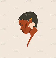 手绘矢量抽象股票平面图形当代线条艺术，美学时尚插画与波西米亚，美丽的现代女性肖像在简单的时尚风格孤立