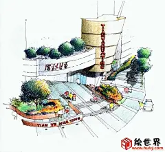 别墅建筑手绘设计效果图