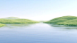 三维渲染的抽象草原湖泊地形图片下载