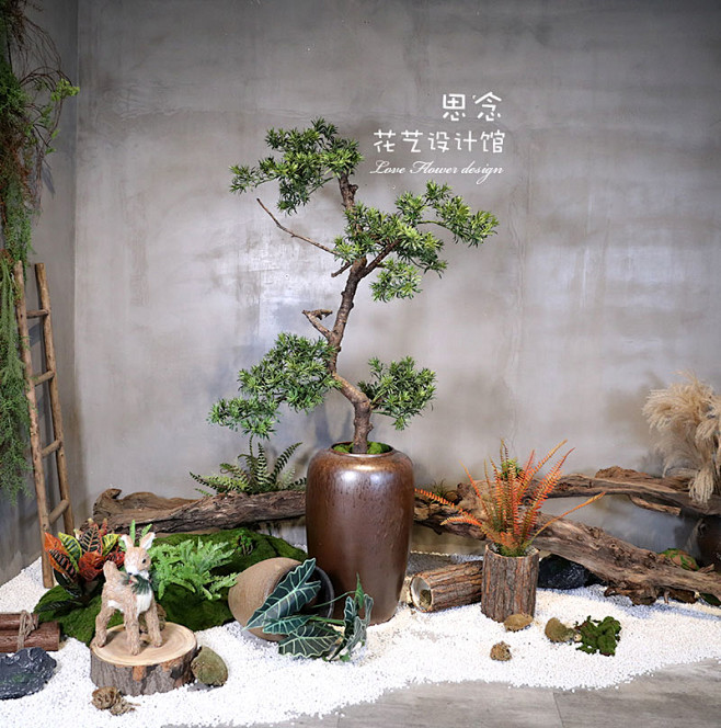 大型景点植物会所样板房造景落地花艺仿真花...