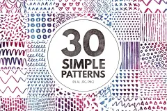 简单手绘无缝背景纹理素材 30 Simple Seamless Patterns #3851799-设计元素-美工云(meigongyun.com)