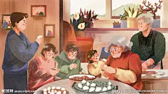 冬至卡通全家包饺子插画设计图__动漫人物_动漫动画_设计图库_昵图网nipic.com