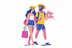 扁平风旅游高清简约插画