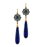 Arman Sarkisyan lapis lazuli drop earrings with rose-cut sapphire and diamonds, set in yellow gold and oxidized silver (£5,260).