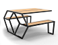 Christopher多边菱形格钢架桌椅设计