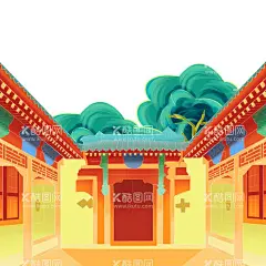 国潮建筑  - 源文件下载【酷图网】国潮,建筑,古风,古风建筑,中国风,中式,古典,手绘,风景,背景,古建筑,海报,插画,国潮海报素材,国潮海报设计,