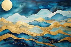 中式山水画做山川河流艺术图片