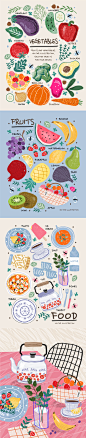国外手绘水果蔬菜食品插图平面海报元素广告设计素材矢量AI
