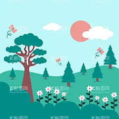 矢量春天背景  - 源文件下载【酷图网】矢量春天背景,春天风景壁纸,春天壁纸,绿色背景,大自然,清新,景色,自然季节,春季,四季,插图,卡通,风景地形,
