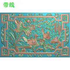 Y-035精雕图灰度浮雕图雕刻荷鱼